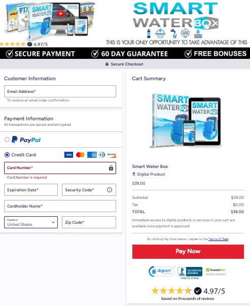 Smart Water Box – Secure Checkout Page Smart Water Box secure checkout page order now